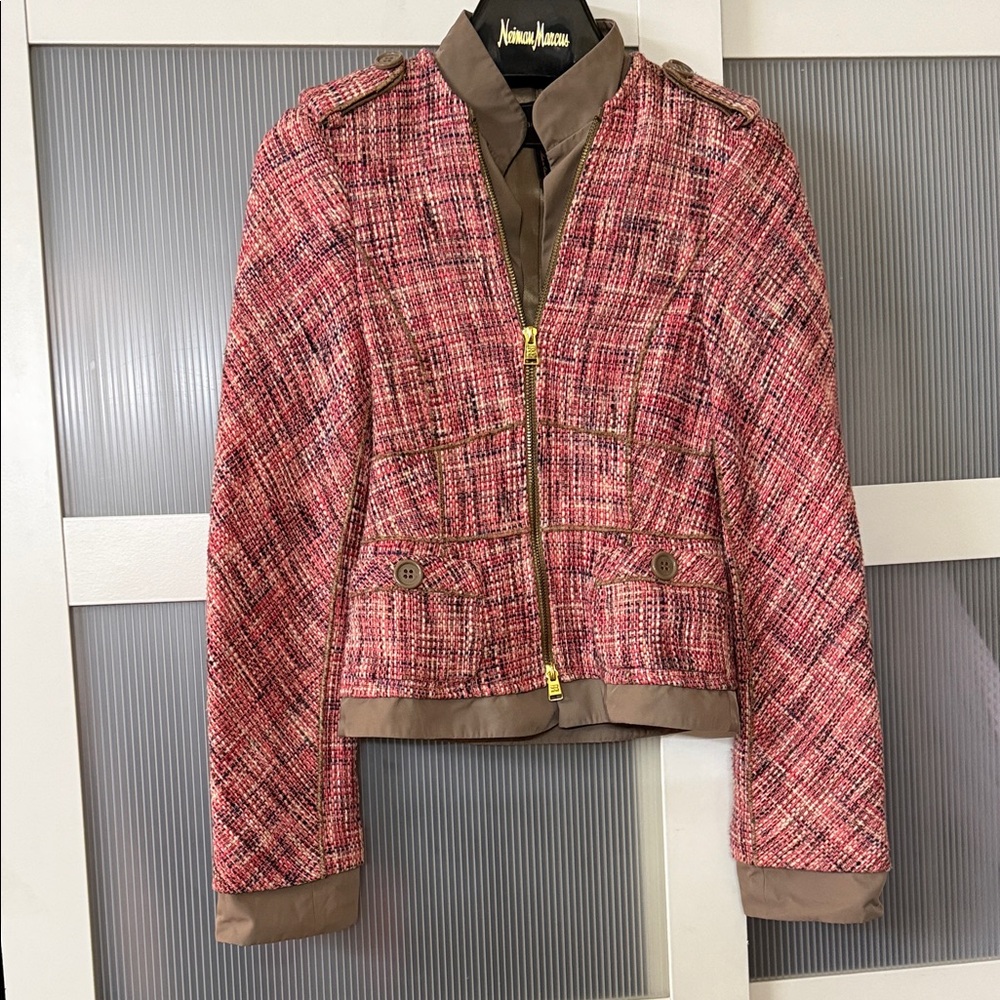 BCBGMAXAZRIA. Women's Red Tweed Blazer